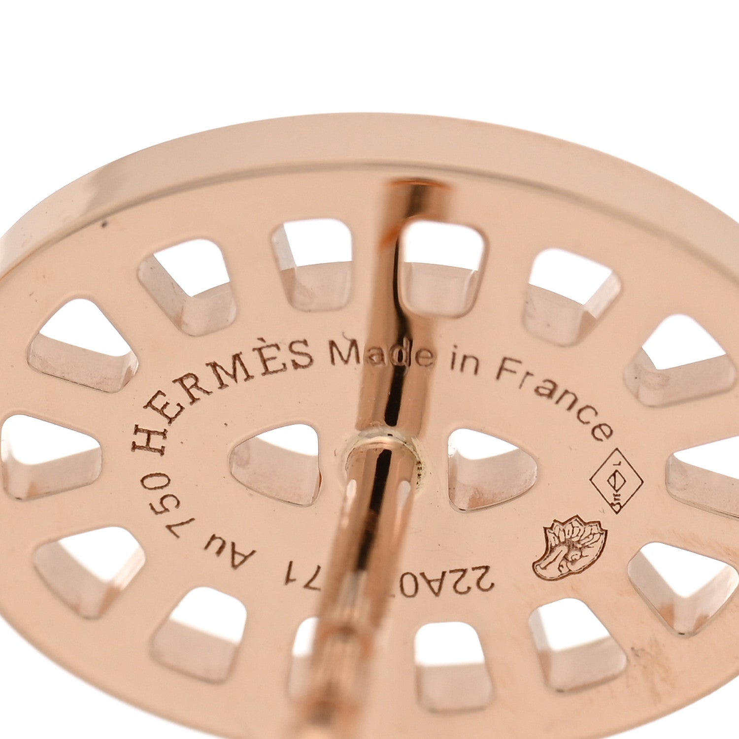 Hermes 18K Rose Gold Diamond Chaine d'Ancre Divine Stud Earrings 4 of 5