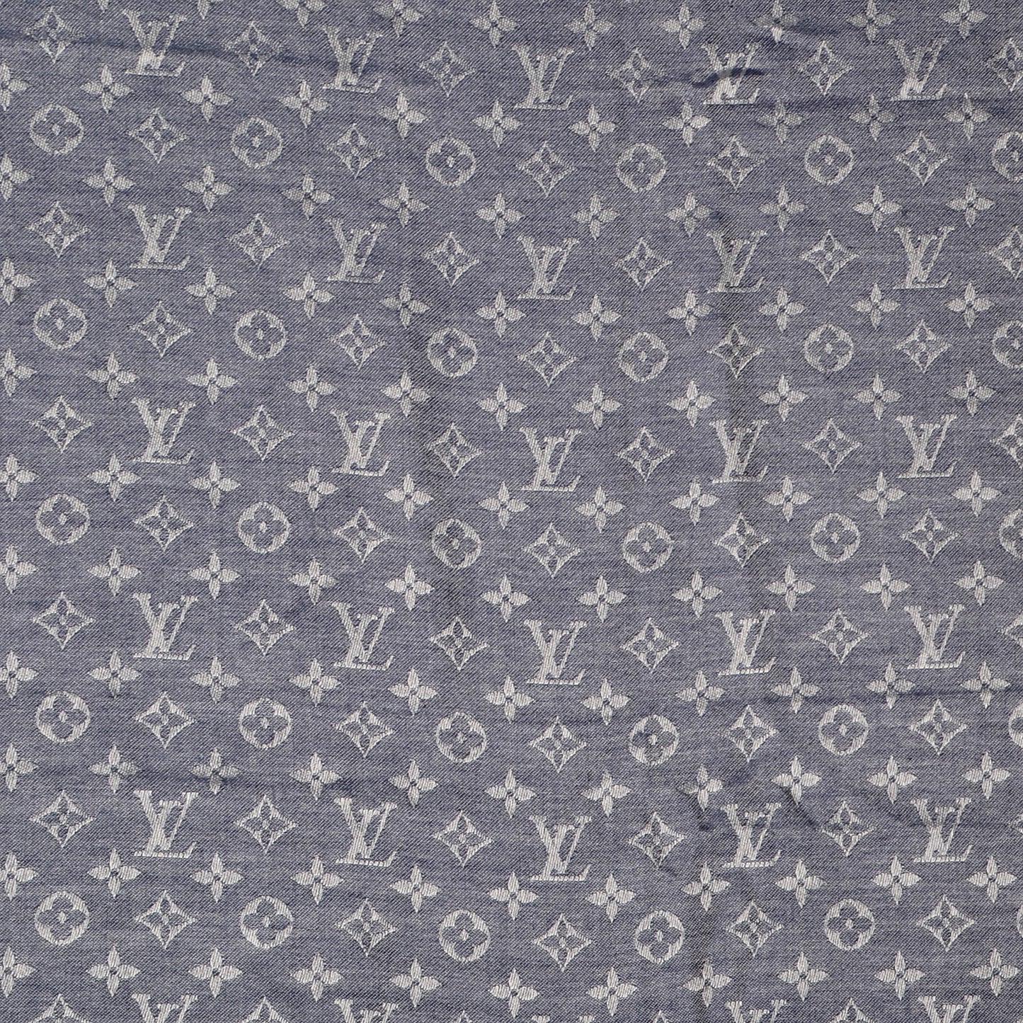 Silk Wool Monogram Denim Shawl Blue