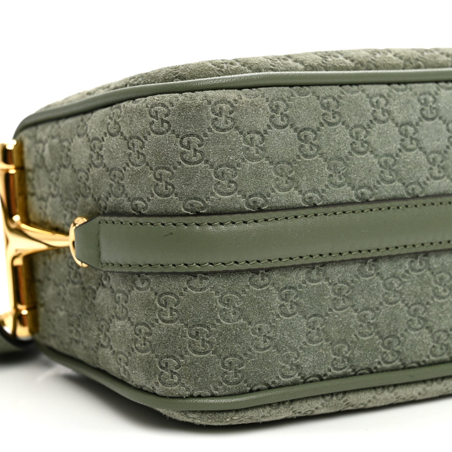 Suede GG Monogram Half Horsebit Mini Shoulder Bag Sage