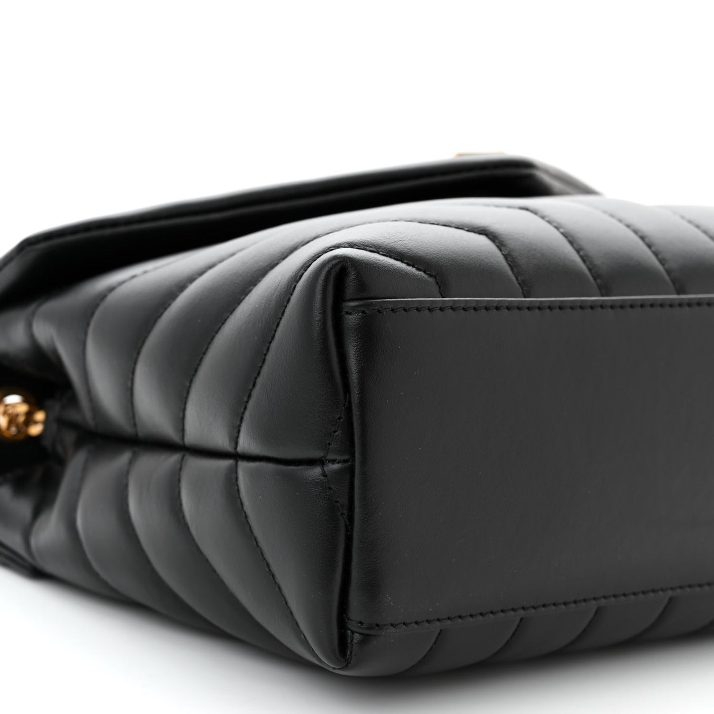 Calfskin Y Quilted Monogram Small Loulou Chain Satchel Black