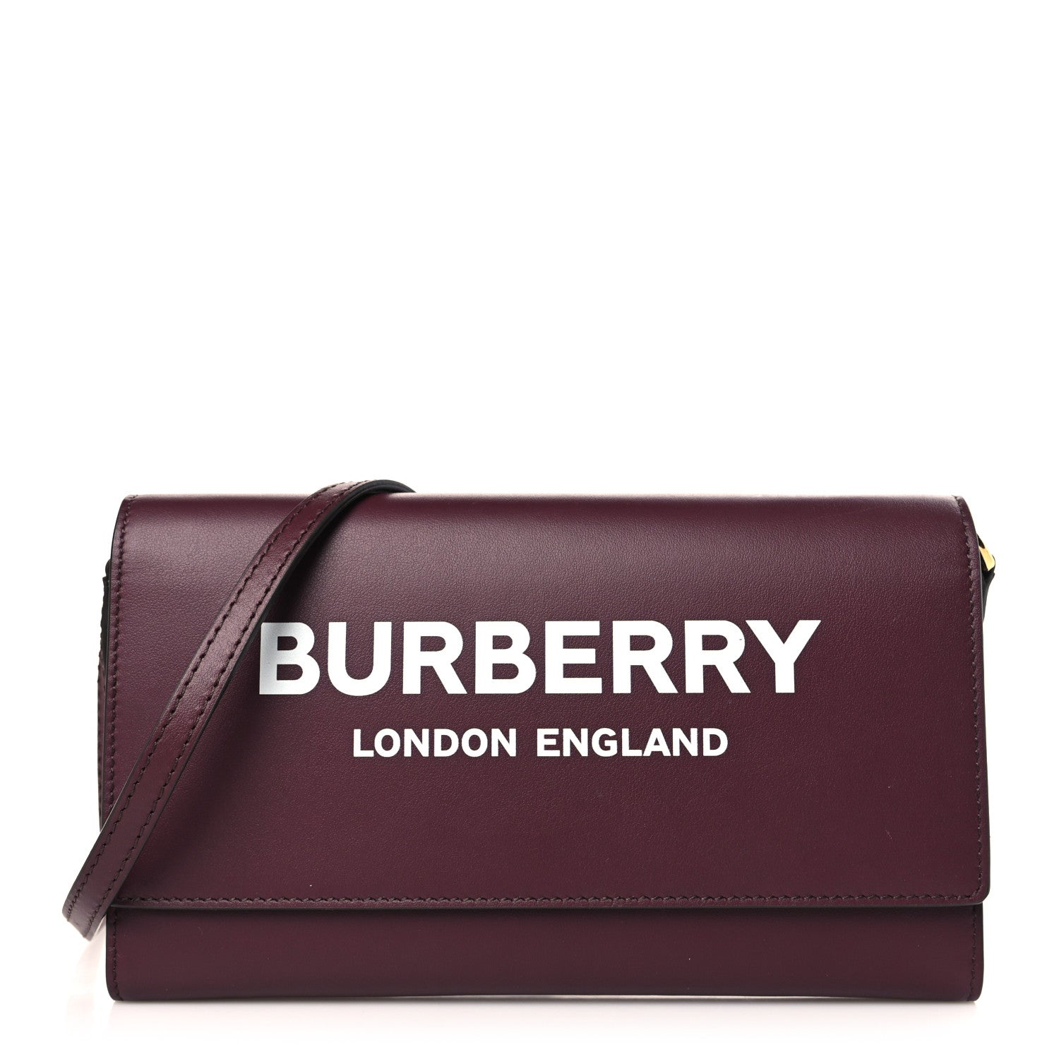 Burberry Calfskin Logo Hazelmere Wallet With Detachable Strap Deep Maroon 1 of 8