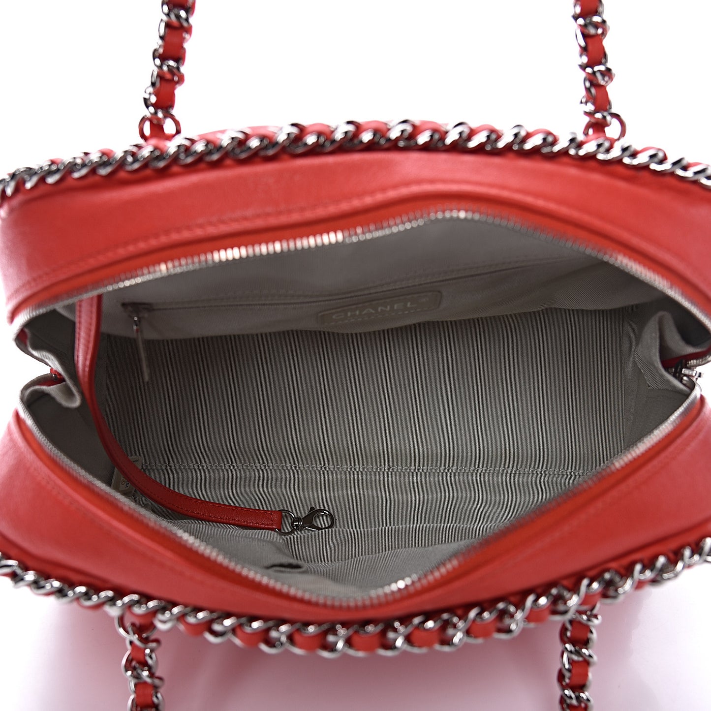 Washed Lambskin Chain Around Bowler Red