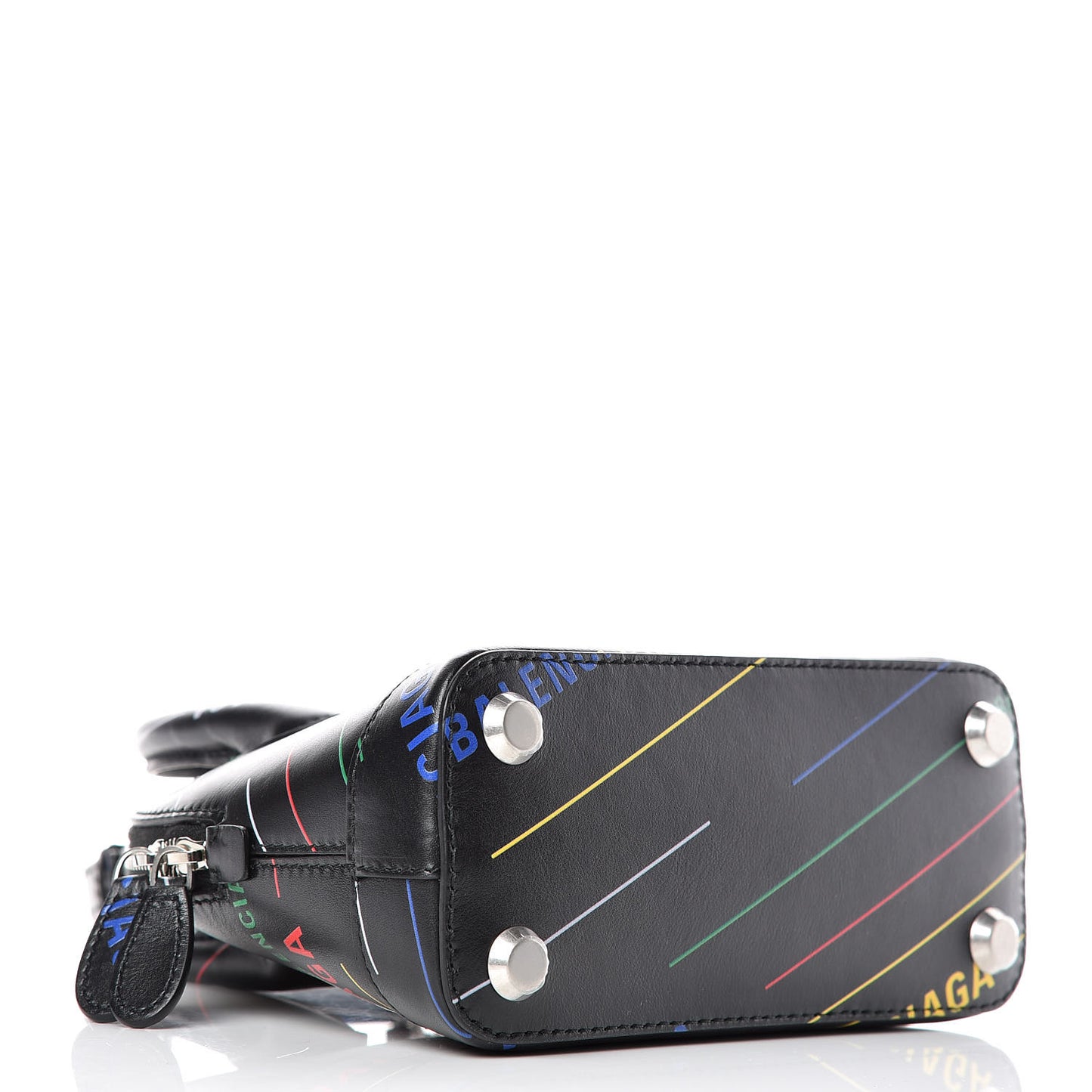 Calfskin Logo Print XXS Ville Top Handle Bag Black Multicolor