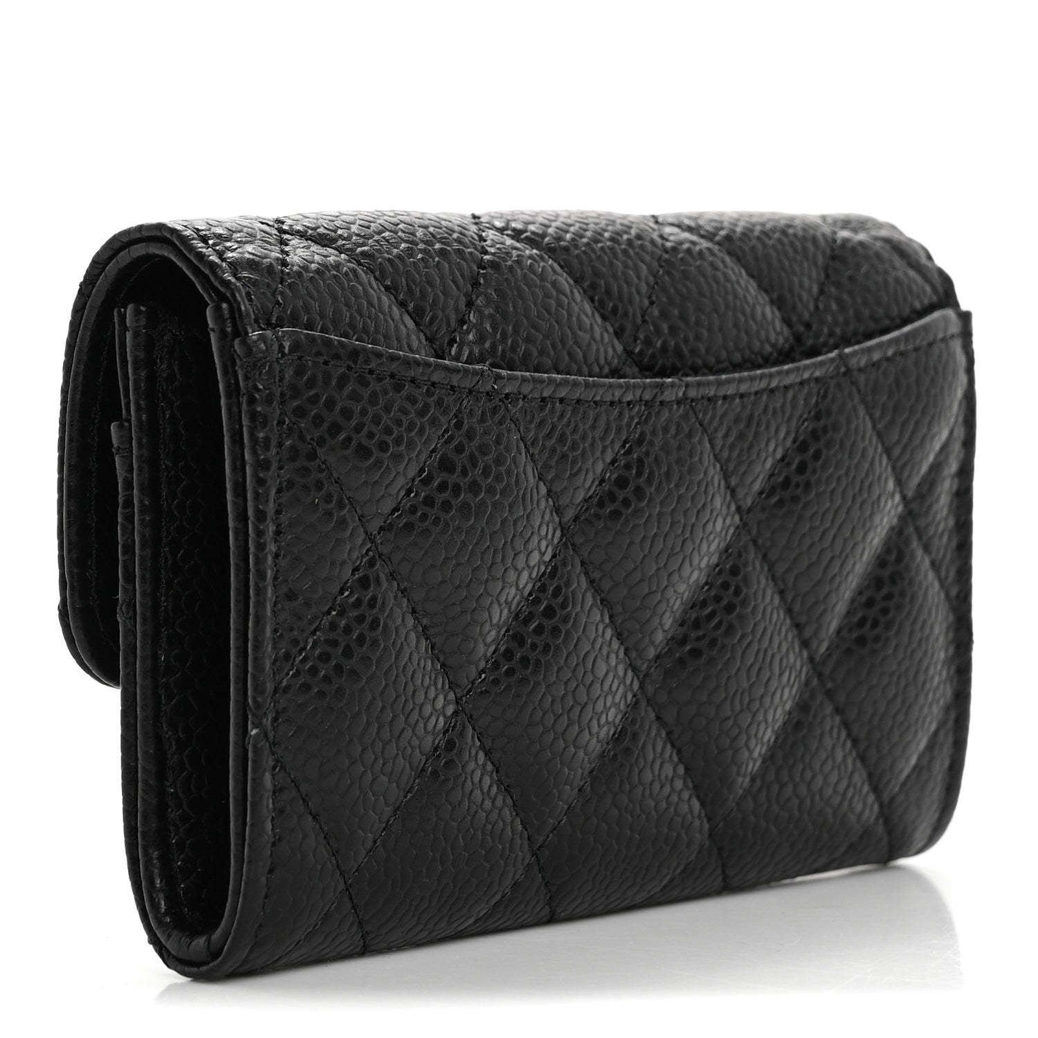 Chanel Caviar Quilted Flap Card Holder Wallet Black 3 of 9