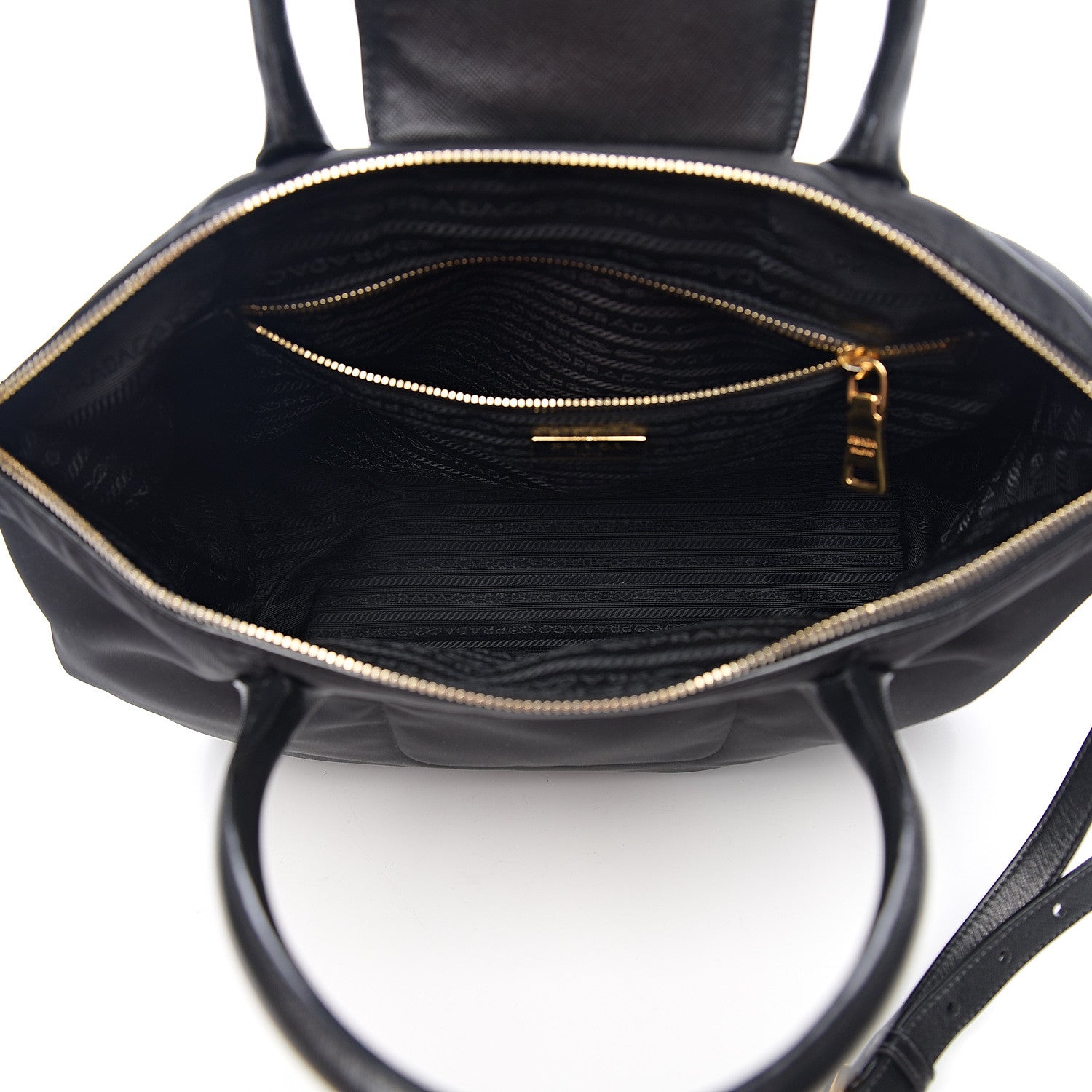 Prada Tessuto Nylon Saffiano Tote Black 4 of 8