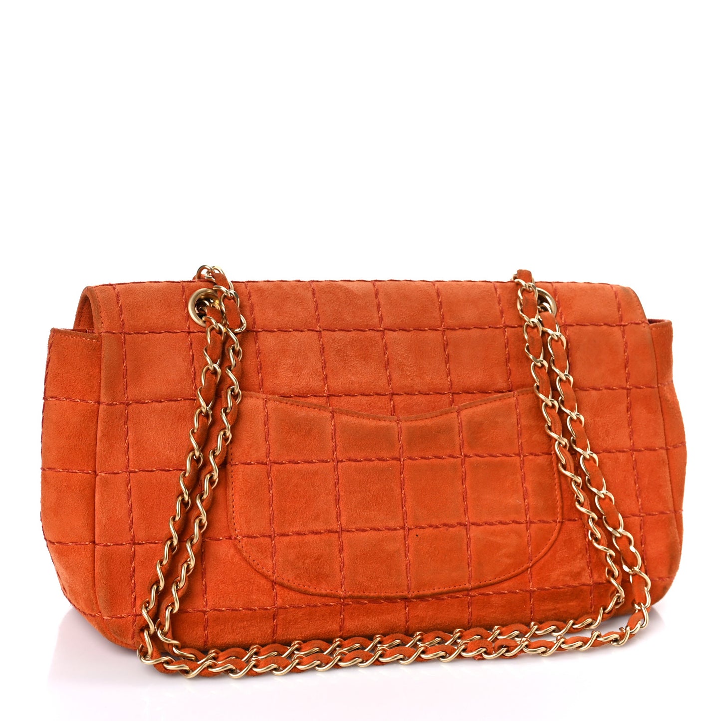 Suede Square Double Stitch Flap Orange