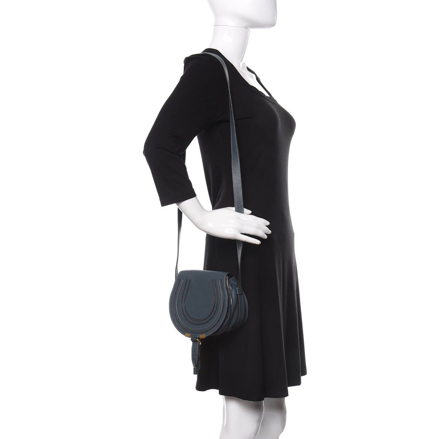 Calfskin Mini Marcie Round Crossbody Bag Teal