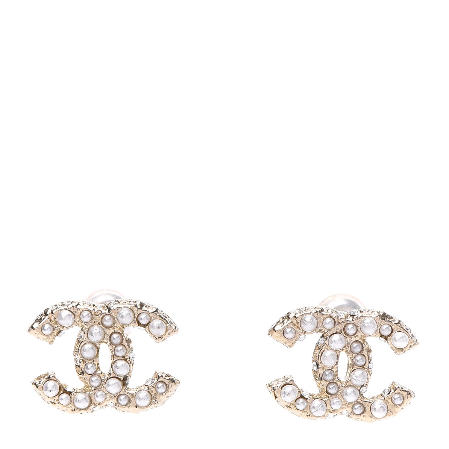 Chanel Pearl Crystal CC Earrings Gold 1 of 5