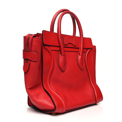 Celine Drummed Calfskin Mini Luggage Coquelicot 3 of 13