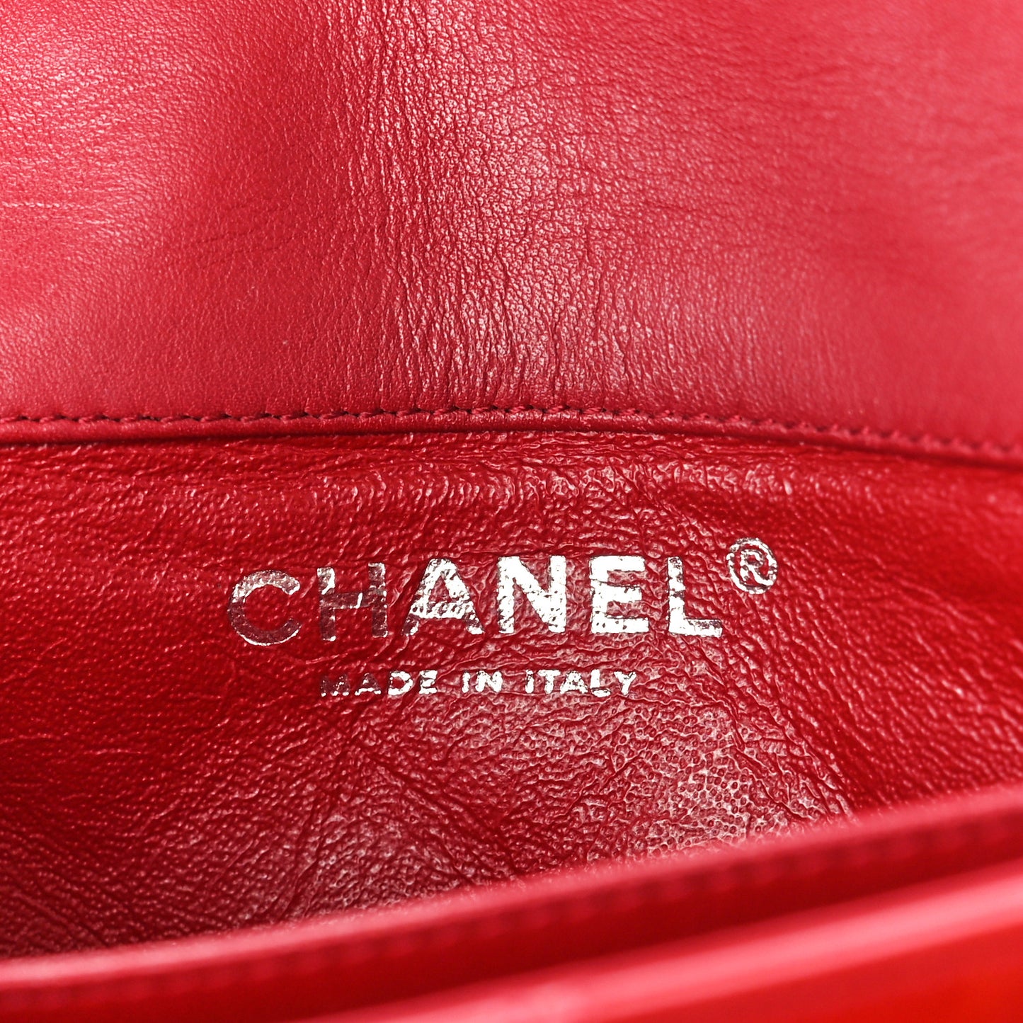Patent Calfskin Quilted Extra Mini Rectangular Flap Red