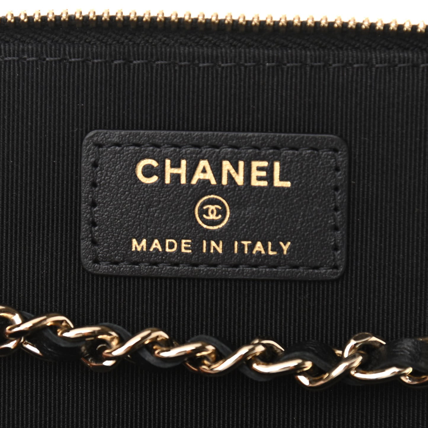 Lambskin Camellia Embossed Small Vanity Case With Chain Black
