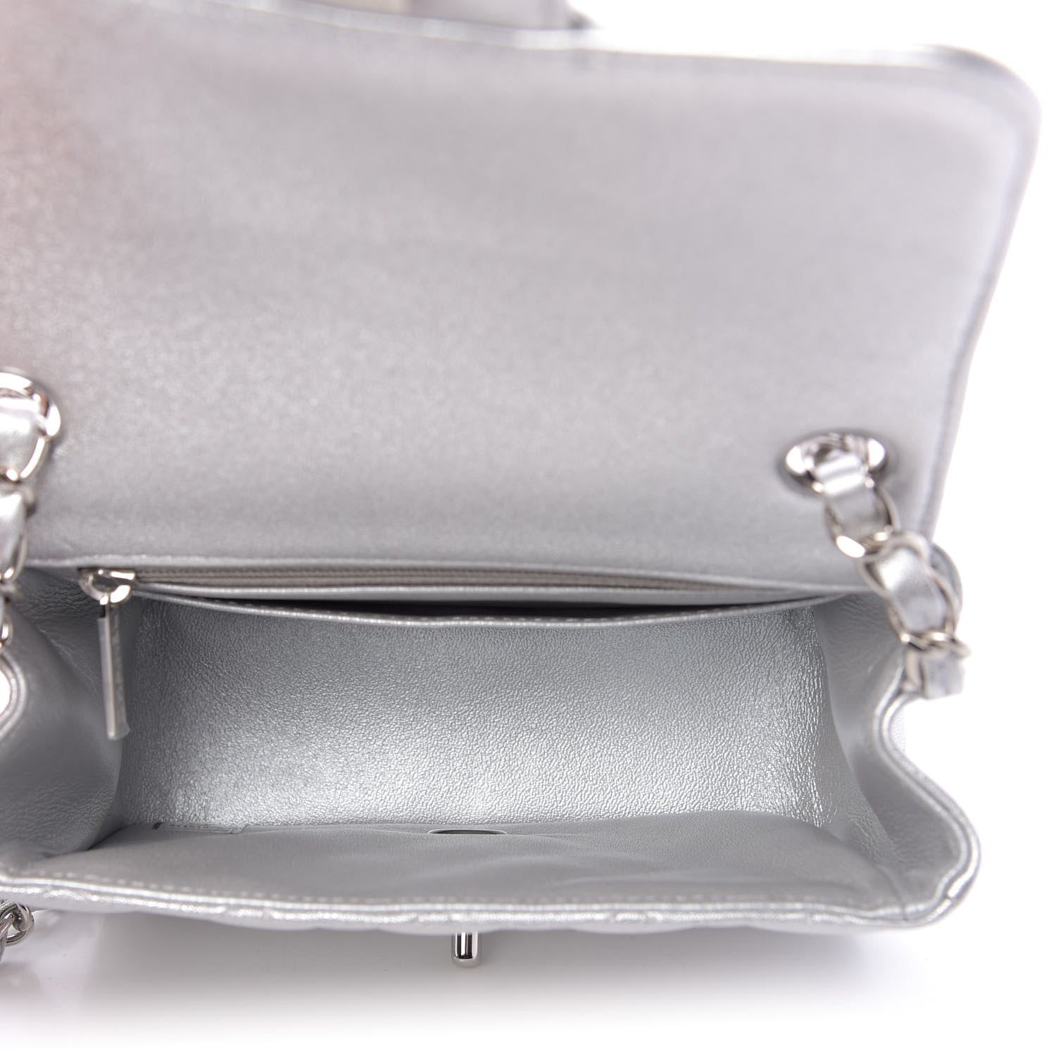 Chanel Metallic Lambskin Quilted Mini Square Flap Silver 5 of 10