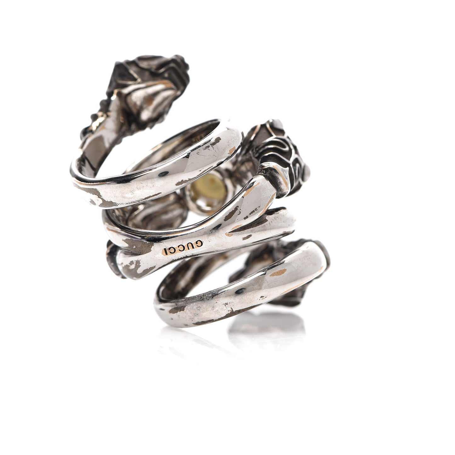 Pearl Tiger Heads Double Wrap Ring 9.5 Silver