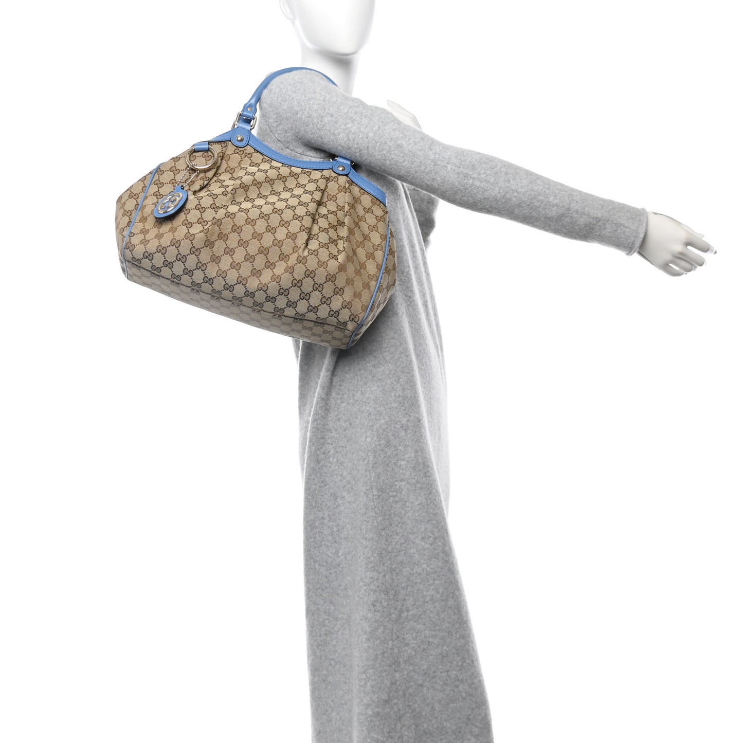 Monogram Lurex Medium Sukey Tote Blue
