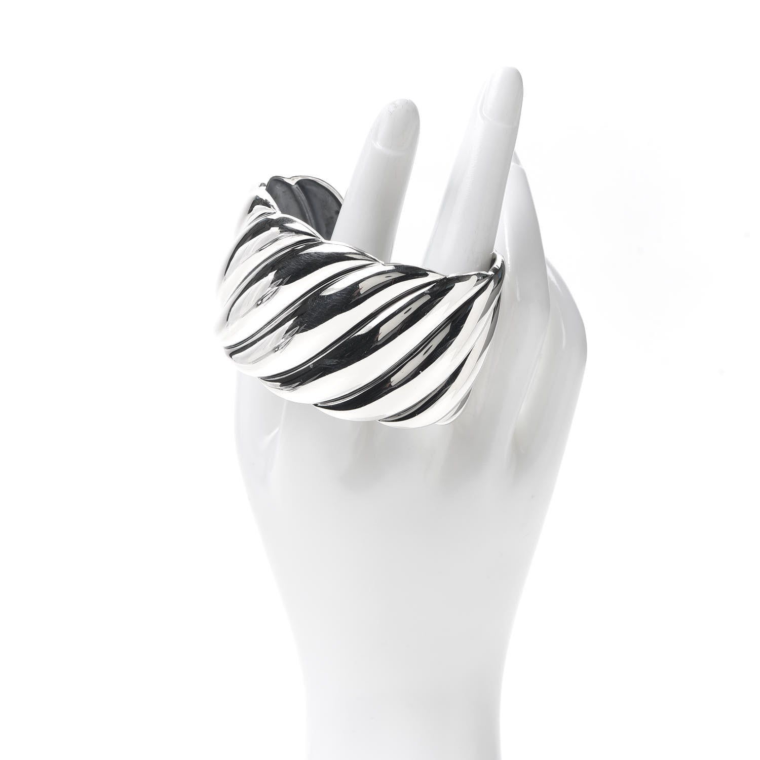 David Yurman Sterling Silver Wide Sculpted Cable Cuff Bracelet 2 of 4