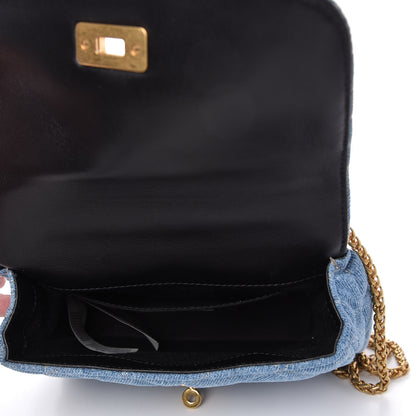 Versace Denim Barocco Printed Icon Small Crossbody Bag Blue 5 of 9