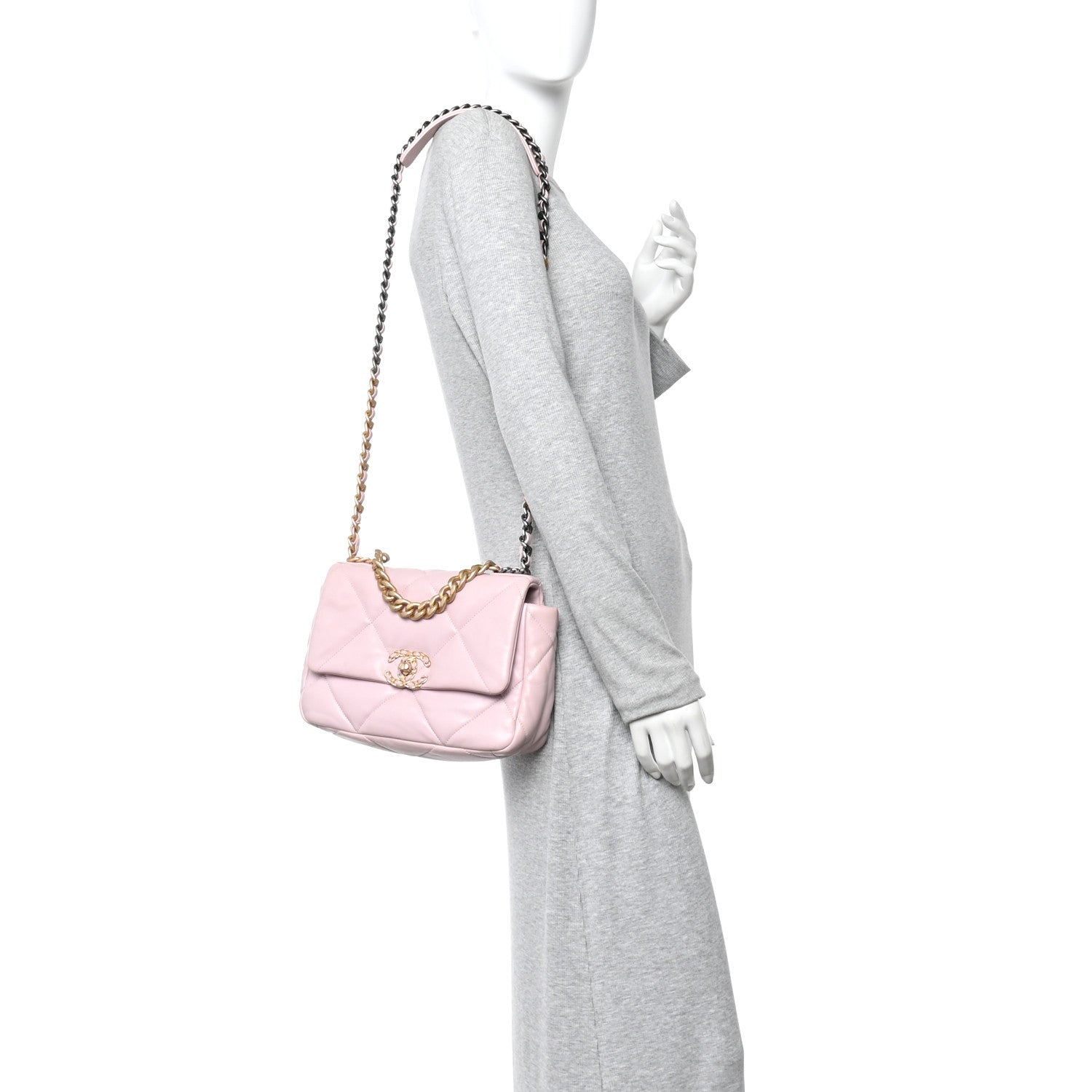 Chanel Lambskin Quilted Medium Chanel 19 Flap Light Pink 2 of 13