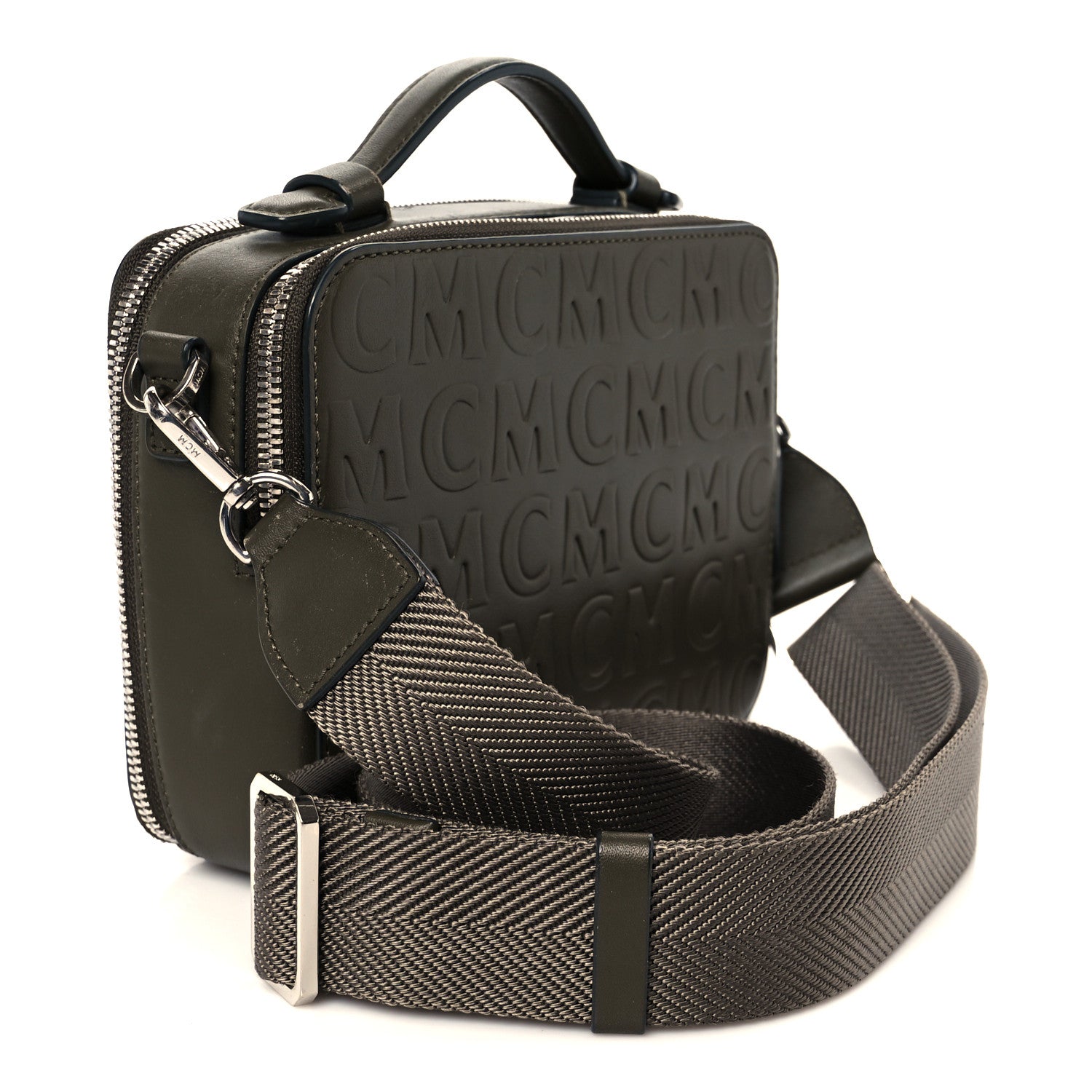 MCM Calfskin Logo Embossed Crossbody Sea Turtle 3 of 11