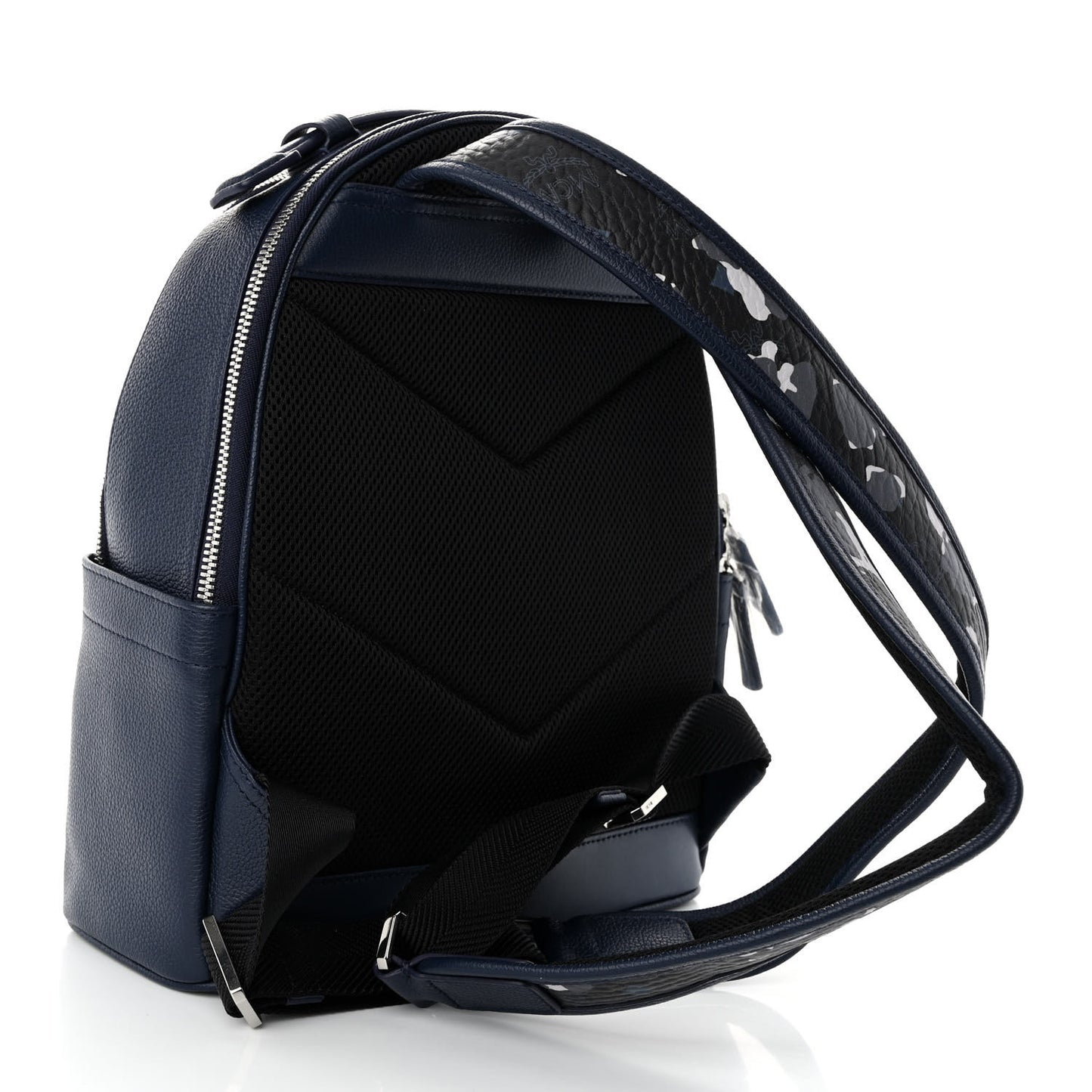 Calfskin Visetos Floral Leopard Klassik Small Stark Backpack Blue Black