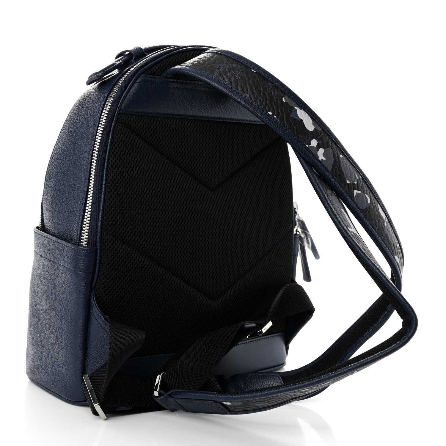 MCM Calfskin Visetos Floral Leopard Klassik Small Stark Backpack Blue Black 3 of 11