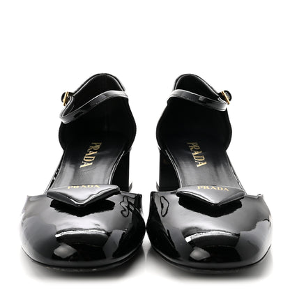 Prada Vernice Triangle Round Toe 35mm Pumps 39 Black 3 of 8
