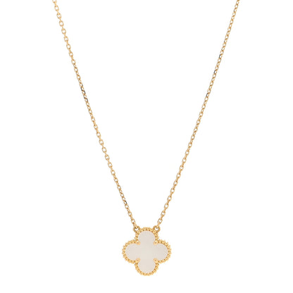 Van Cleef & Arpels 18K Yellow Gold Mother of Pearl Vintage Alhambra Pendant Necklace 1 of 3