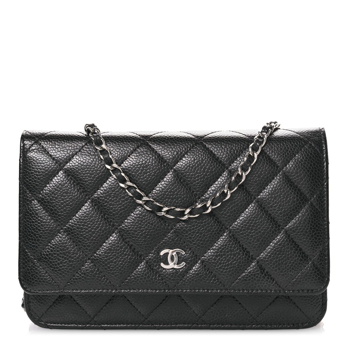 Caviar Quilted Wallet on Chain WOC Black