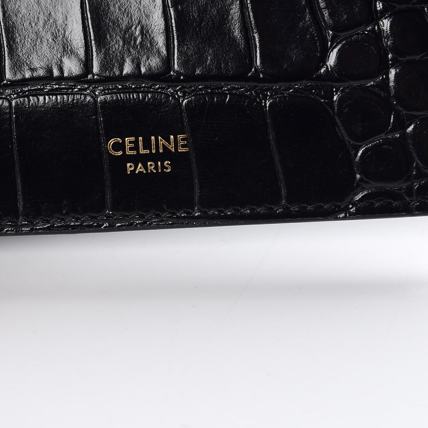 Crocodile Embossed Calfskin Bi-Fold Wallet Black