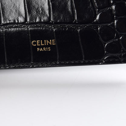 Celine Crocodile Embossed Calfskin Bi-Fold Wallet Black 6 of 9