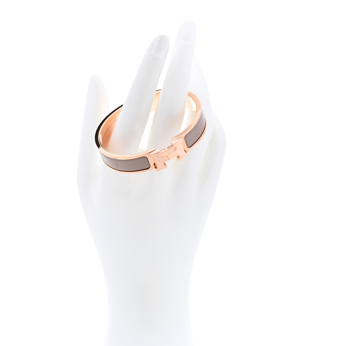 Enamel Narrow Clic Clac H Bracelet PM Marron Glace