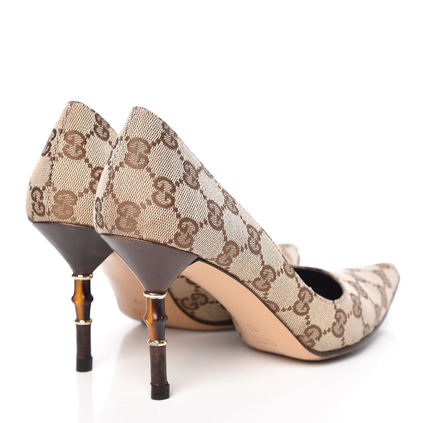 Monogram Malaga Kid Pumps 7 Biege Ebony Cocoa