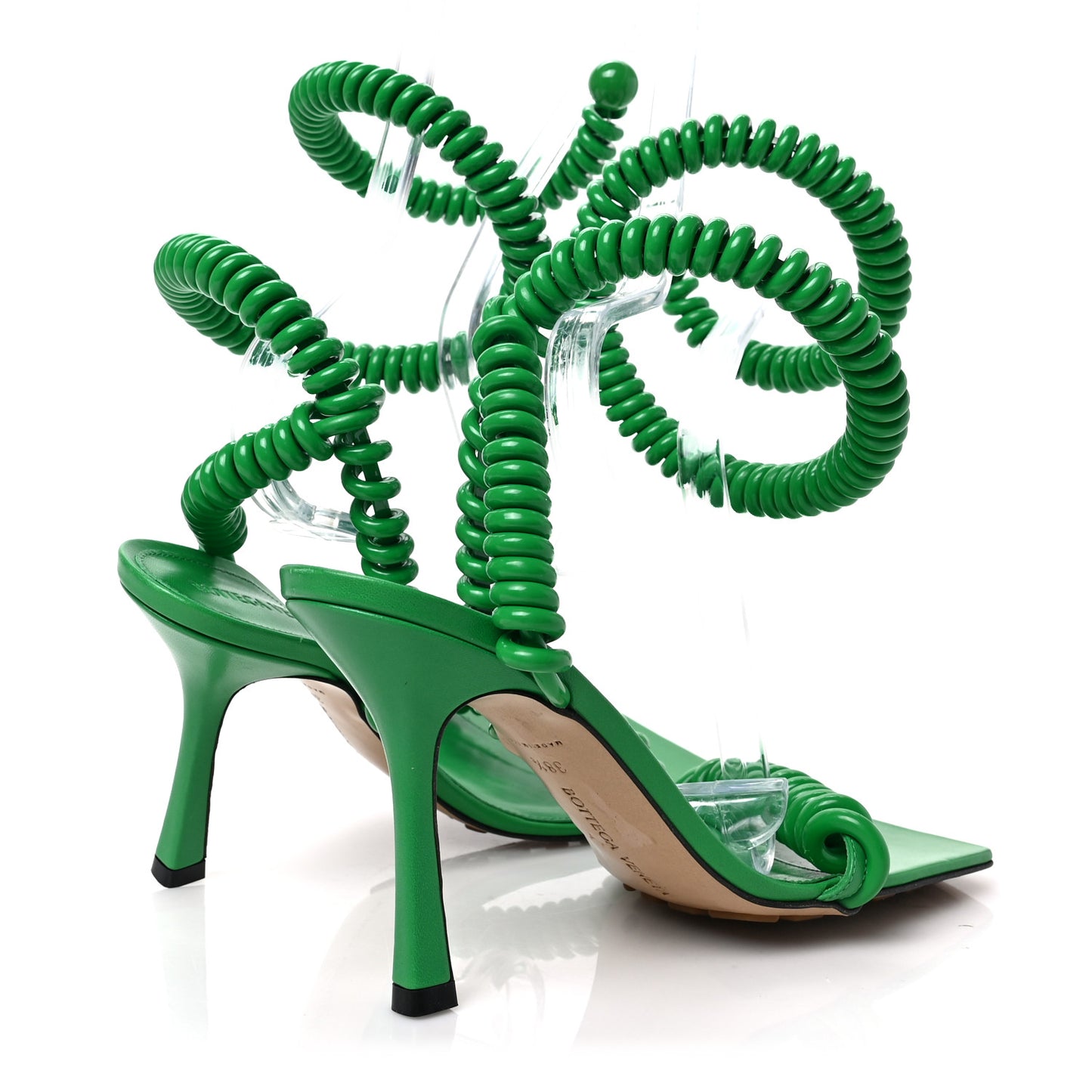 Rubber Wire Nappa Stretch 90mm Sandals 38.5 Grass