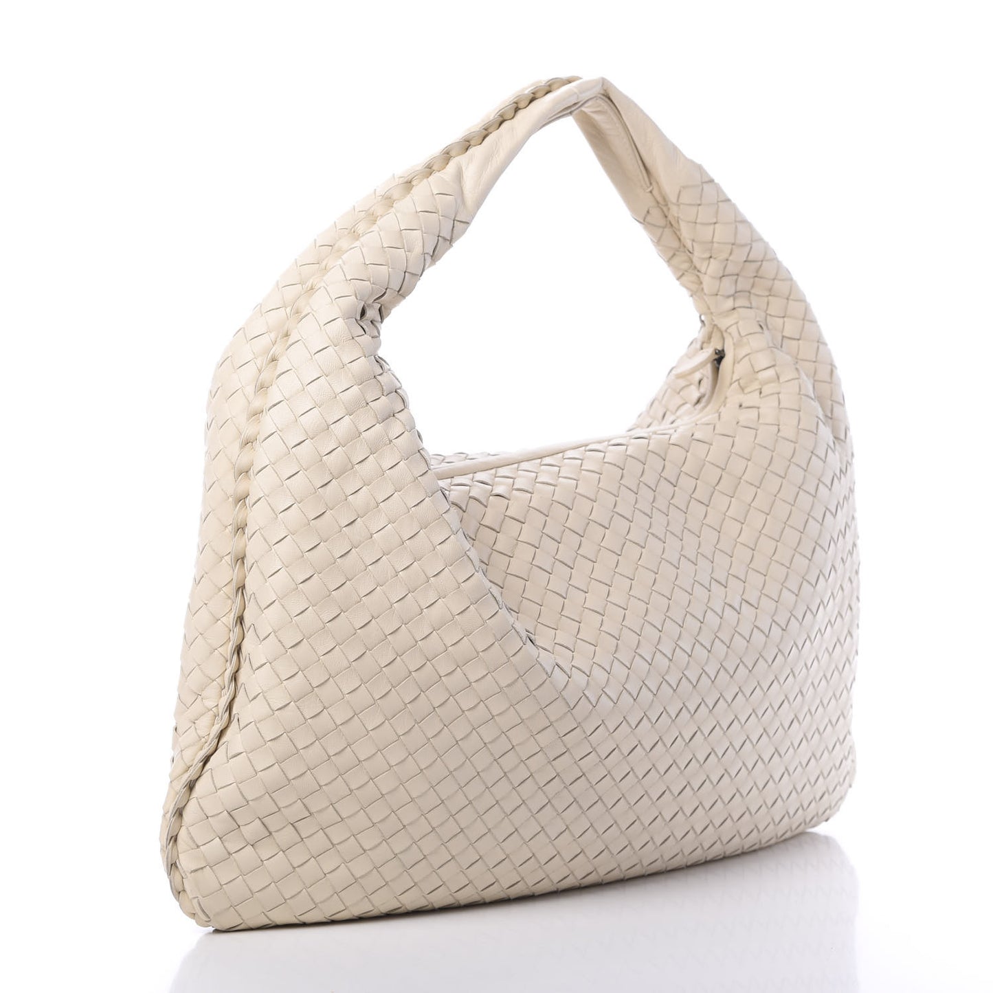 Nappa Intrecciato Large Veneta Hobo Cream