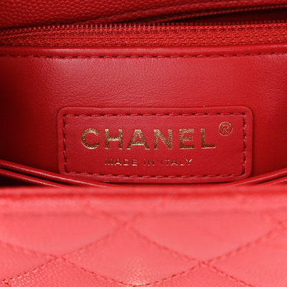 Chanel Caviar Quilted Mini Coco Handle Flap Red 6 of 13