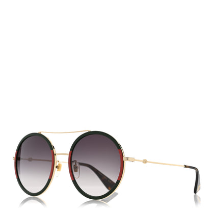 Gucci Metal Round Frame Sunglasses GG0061S Green Red 1 of 8