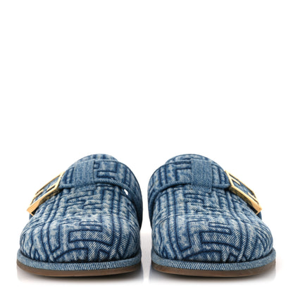 Fendi Denim Jacquard FF Womens Fendi Feel Buckled Mules 37 Blue 3 of 13