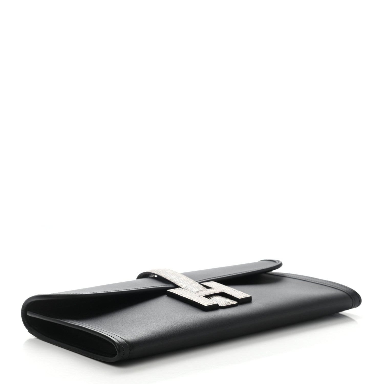 Hermes Swift Lizard Jige Elan Touch 29 Clutch Black Ombre 4 of 7