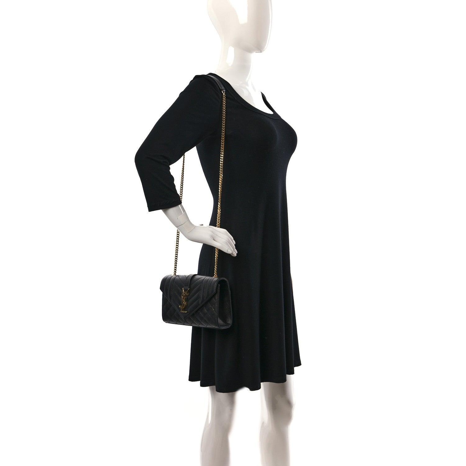 Saint Laurent Grain De Poudre Textured Mixed Matelasse Triquilt Small Monogram Satchel Black 2 of 9