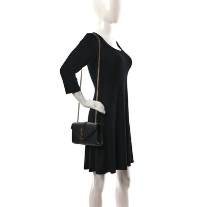 Saint Laurent Grain De Poudre Textured Mixed Matelasse Triquilt Small Monogram Satchel Black 2 of 9