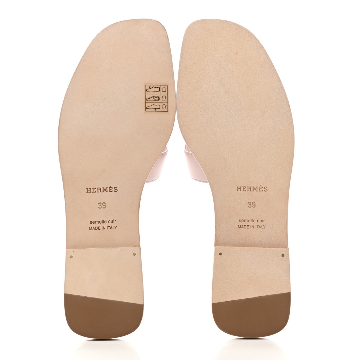 Hermes Box Calfskin Oran Sandals 39 Rose Pale 5 of 9