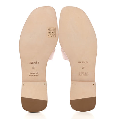 Hermes Box Calfskin Oran Sandals 39 Rose Pale 5 of 9
