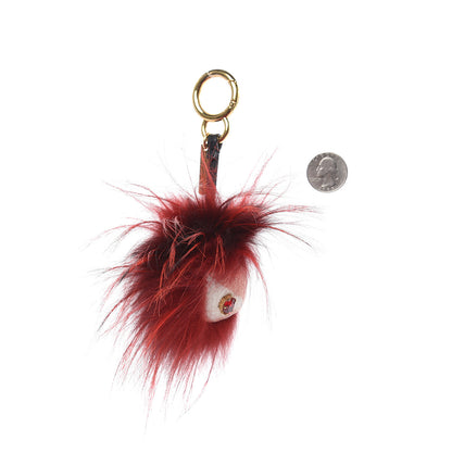 Fendi Rabbit Mink Fox Fur Hearty Monster Bag Bug Charm Red Pink 2 of 3