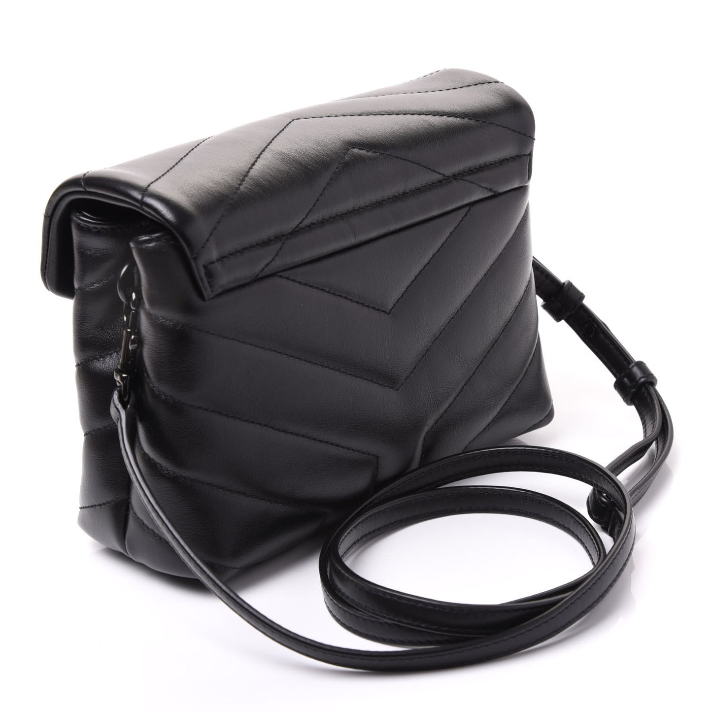 Calfskin Y Quilted Monogram Toy Loulou Crossbody Bag Black