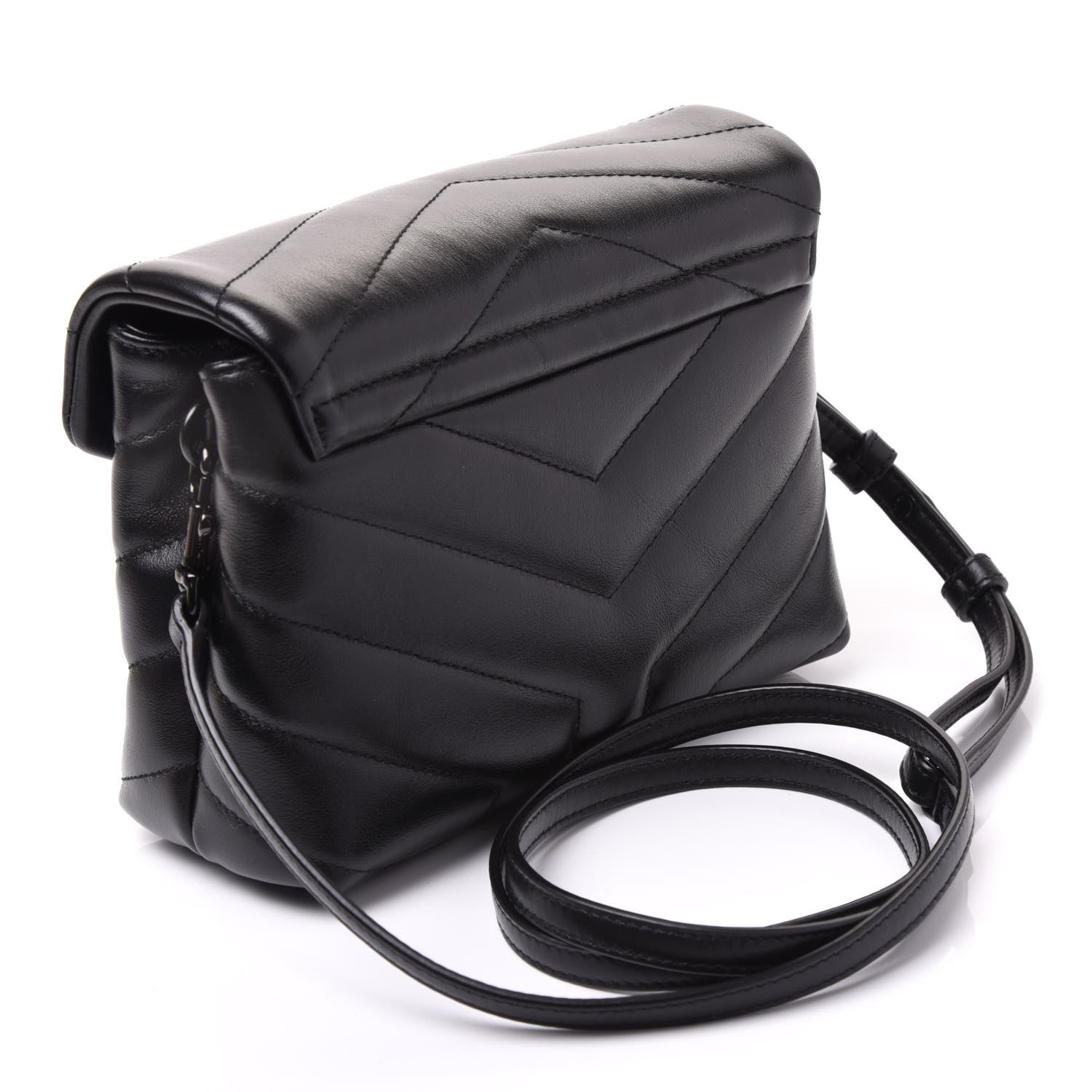 Saint Laurent Calfskin Y Quilted Monogram Toy Loulou Crossbody Bag Black 2 of 8