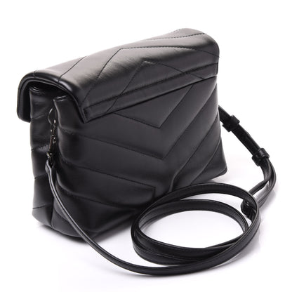Saint Laurent Calfskin Y Quilted Monogram Toy Loulou Crossbody Bag Black 2 of 8