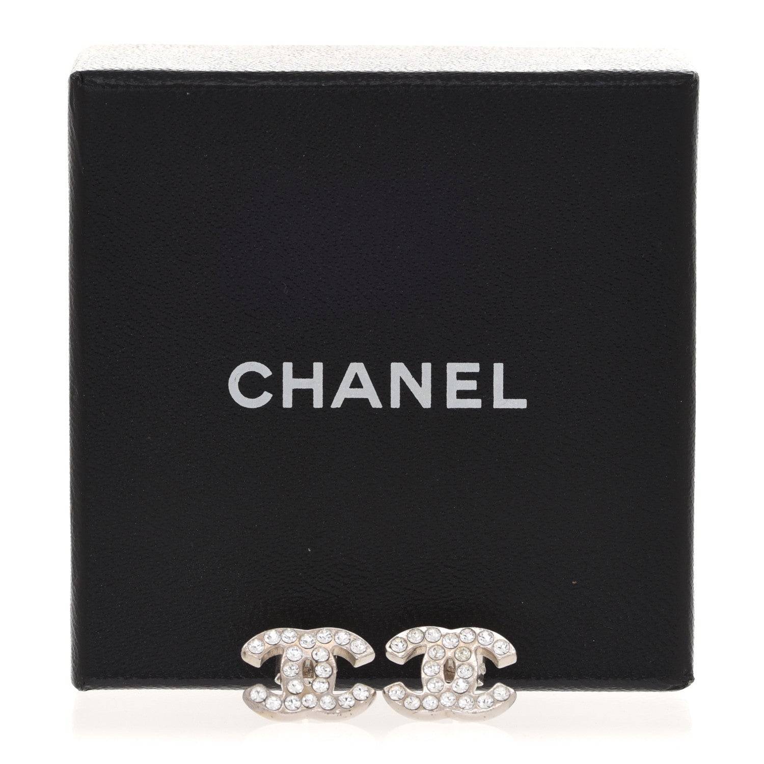 Chanel Crystal CC Earrings Silver 5 of 5
