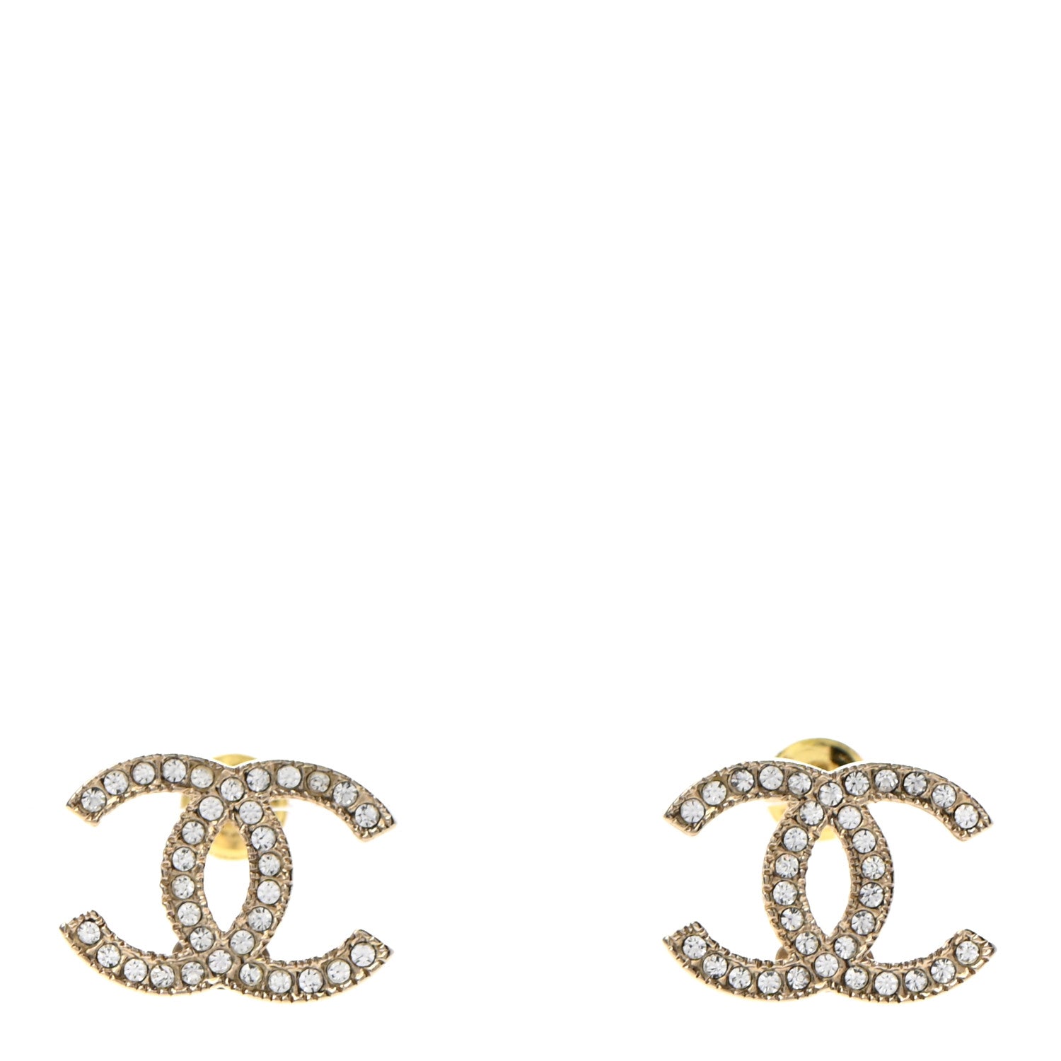Chanel Crystal CC Earrings Gold 1 of 5