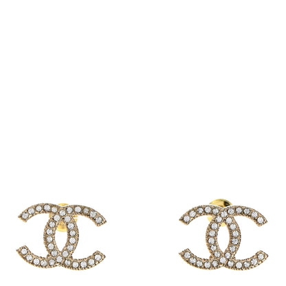 Chanel Crystal CC Earrings Gold 1 of 5
