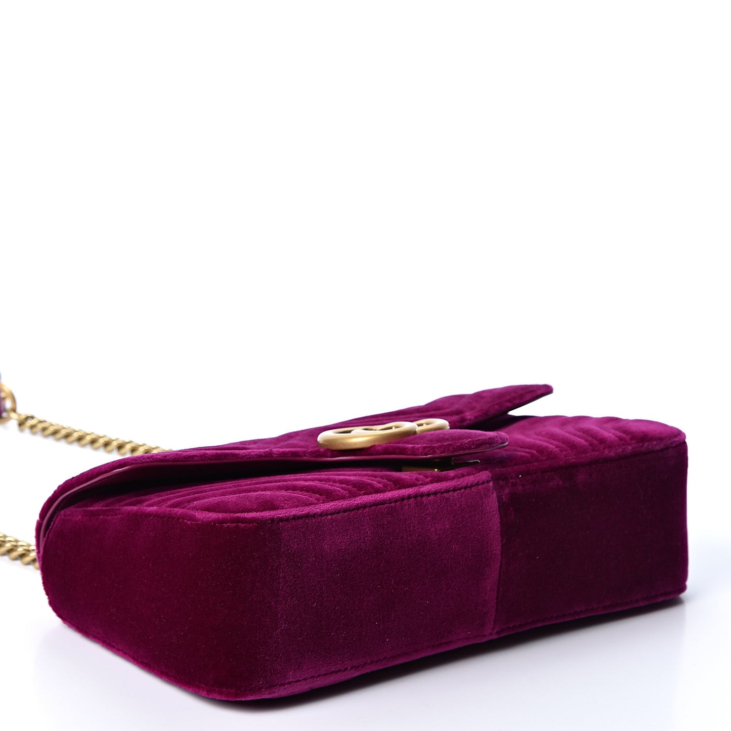 Velvet Matelasse Small GG Marmont Shoulder Bag Fuchsia Violet Cyclamen
