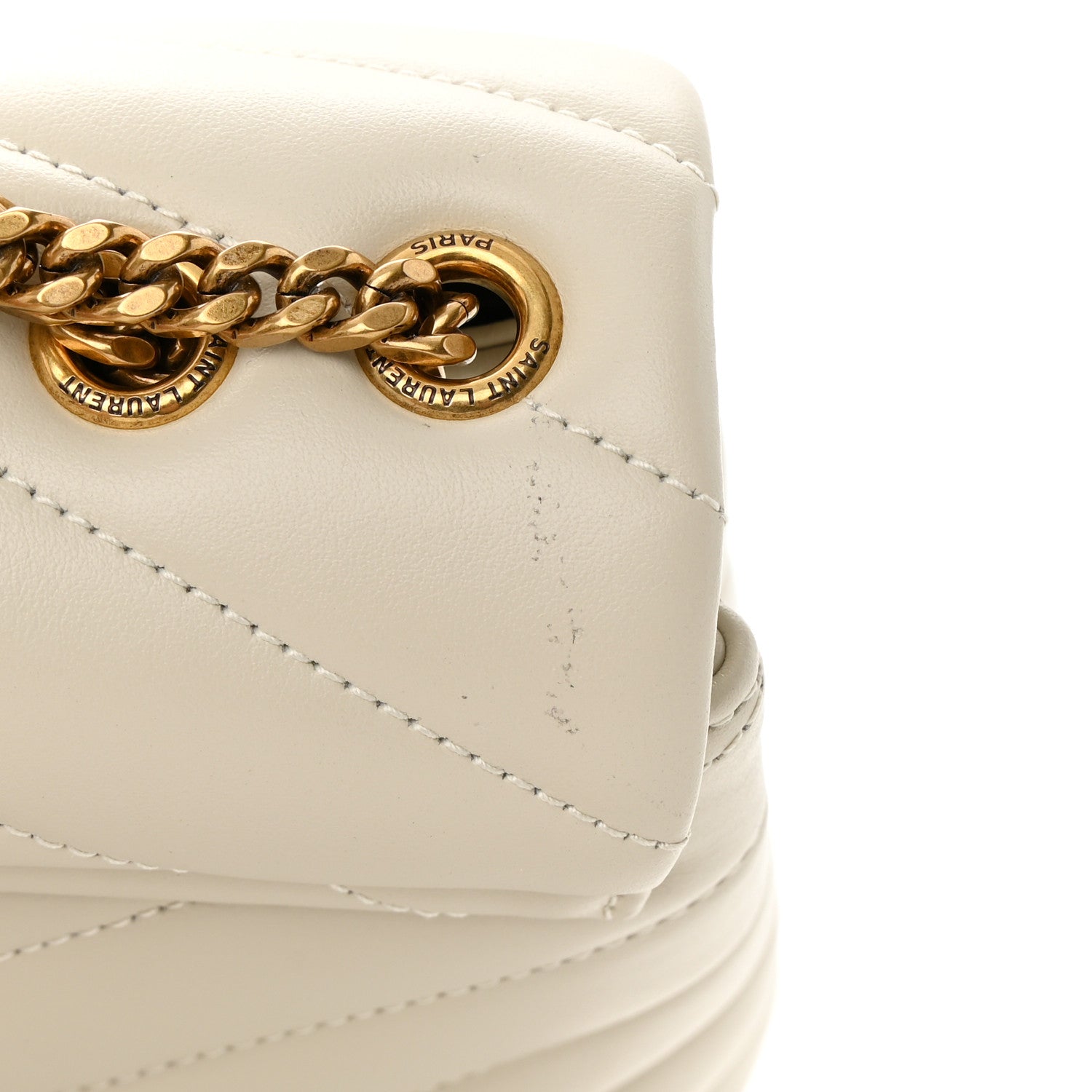 Saint Laurent Calfskin Y Quilted Monogram Small Loulou Chain Satchel Crema Soft 11 of 13